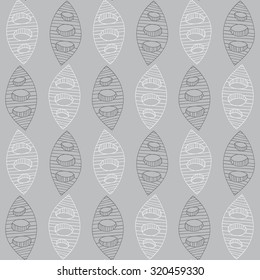 Vector doodles decorative ornamental contour background. Monochrome seamless geometric pattern.