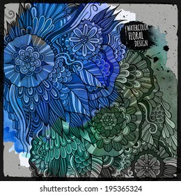 Vector doodles flowers art paint background