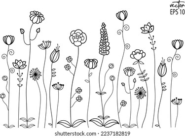 vector, doodles, flowers and plants, graphics