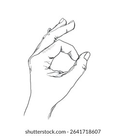 Vector doodles in the form of a hand gesture, highlighted on a white background. Okay. The texture of writing materials. Handwritten drawings and pencil strokes.