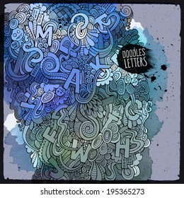 Vector doodles letters art paint background