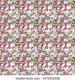 Vector. Doodles neutral, black and white on colors. Seamless Beautiful fabric pattern.