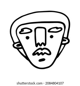 Vector. Doodles on a white background. Isolated image of a male head with stylish mustache. For a hairdresser and a site about a man's beard. For stickers, prints and illustrations, children's books.
