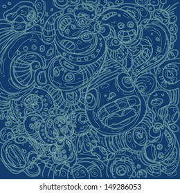 vector doodles outline characters on dark background