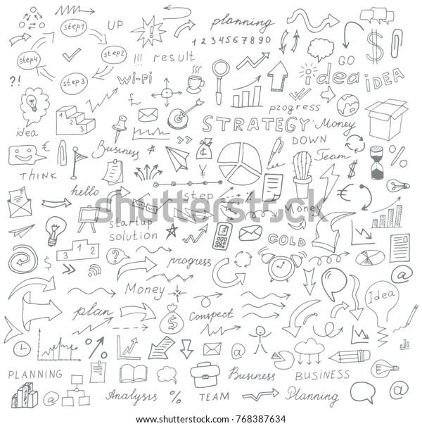 Vector Doodles Signs Symbols Handdrawn On Stock Vector (Royalty Free ...