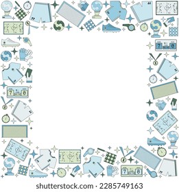 Vector doodles Soccer frame. Colors football border.