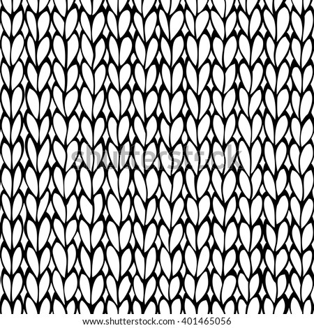 Vector doodles stockinette stitch texture. Seamless black and white knitted pattern. Boundless background can be used for web page backgrounds, wallpapers, wrapping papers and invitations.