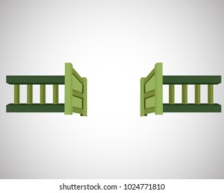 vector door and fence illustrations