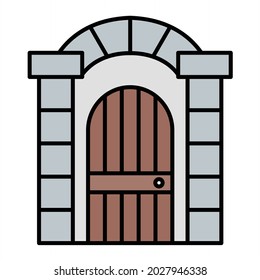 Vector Door Filled Outline Icon Design
