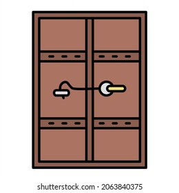 Vector Door Filled Outline Icon Design
