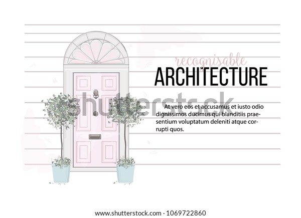 Vector Door Front House Illustration Home Stock Vector