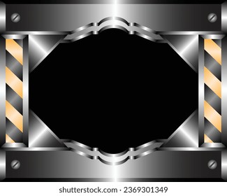 vector of a door or hallway or box-shaped frame made of silver metal with yellow and black stripes on the sides, similar to a construction sign or symbol similar to a spaceship door