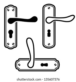 vector door handle black icons