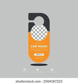 Vector door hanger car washing services template.