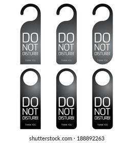 Vector door hanger set "DO NOT DISTURB" isolated on white background
