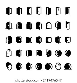 conjunto de elementos de la aplicación móvil de diseño de iconos de puerta de vector