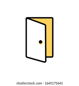 Icono de puerta del vector con estilo de contorno relleno. Símbolo de puerta abierta para el diseño, aplicación y logotipo del sitio web