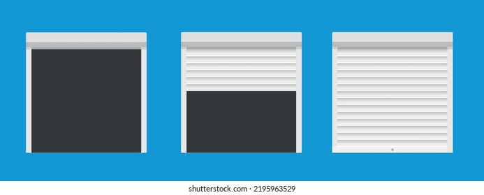 Vector Door with Rolling Shutters on white background. Vector illustration. Eps 10