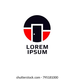 Vector of Doors icon. Building. Business icon for the company. This concept logo label or badge for furniture shops / salons. Furniture company. Illustration.