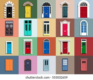 Vector Doors Set. Different styles and epochs