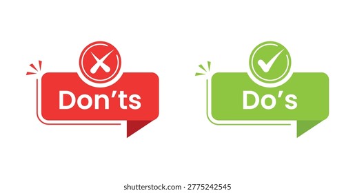 Vector Do's and Don'ts Banner Set with Minimalist Symbols and Speech Bubble Design