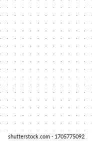 Vector dot A4 format template illustration. Dark dots and circles for design concepts, notes, sheets of paper, books, posters, banners, web and presentations. Dot size is 10 pixels.