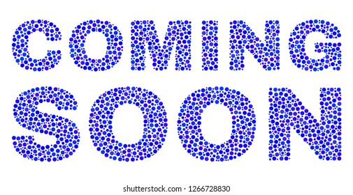 Vector dot Coming Soon text isolated on a white background. Coming Soon mosaic title of circle dots in various sizes.