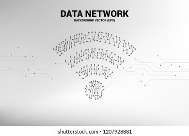 Vector dot connect line circuit board style mobile data icon. Concept for data transfer of mobile and wi-fi data network.