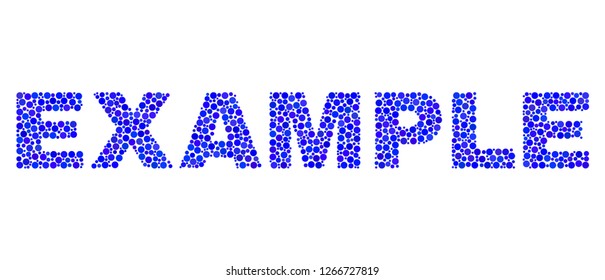Vector dot Example text isolated on a white background. Example mosaic caption of circle dots in various sizes.