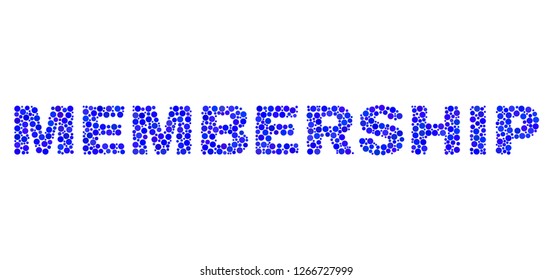 Vector dot Membership text isolated on a white background. Membership mosaic tag of circle dots in various sizes.