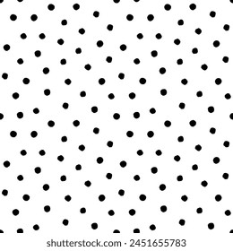 Vector dot pattern. Seamless background from brush strokes. Sketchy hand drawn graphic print. Black and white dotted background. Grung painted ornament. Wallpaper, furniture fabric, textile.