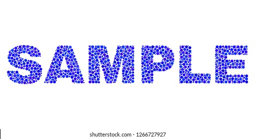 Vector dot Sample text isolated on a white background. Sample mosaic caption of circle dots in various sizes.