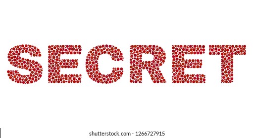 Vector dot Secret text isolated on a white background. Secret mosaic name of circle dots in various sizes.