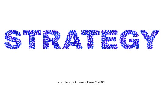 Vector dot Strategy text isolated on a white background. Strategy mosaic title of circle dots in various sizes.