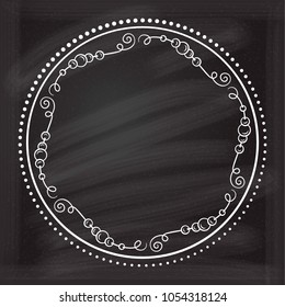 Vector dots and beads frame on a chalkboard background