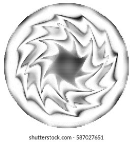Vector dots halftone. Black dots on white background. texture round  Star with rays white  in space isolated, vector, black and white portal. abstraction