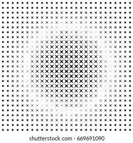 Vector dots halftone. Black stars on white background. texture round