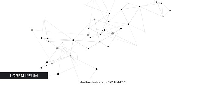 Vector dots lines black color connections on light background