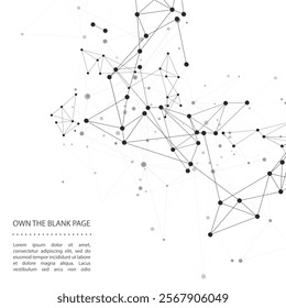 Vector dots lines black color connections. Abstract network background
