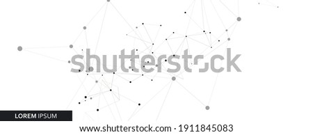 Vector dots lines black color connections light background.
