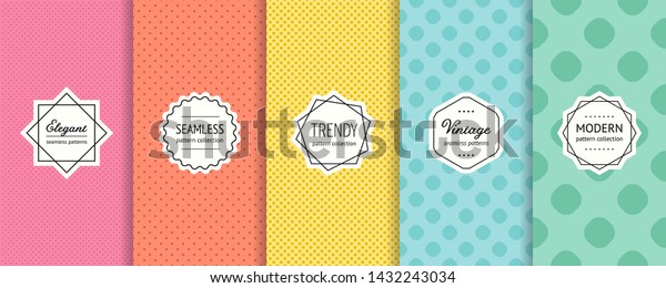 Vector Dots Seamless Patterns Collection Set Stock Vector (Royalty Free ...