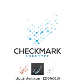 Vector Dotted Arrow Checkmark Brand Identity Logo Graphic Symbol 