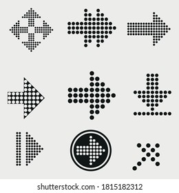 Vector Dotted Arrows. Arrows set. Arrow icon collection. Set different arrows or web design. Arrow flat style