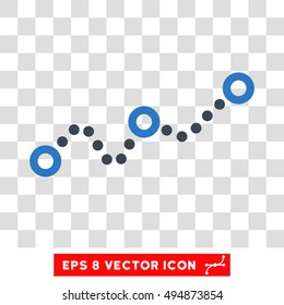 Vector Dotted Chart EPS vector pictograph. Illustration style is flat iconic bicolor smooth blue symbol on a transparent background.