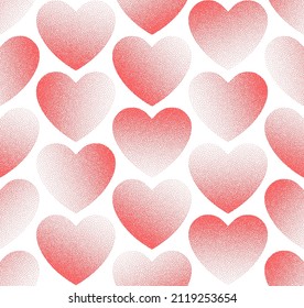 Vector Dotted Classic Hearts Seamless Pattern Valentines Day Red White Background Abstract Wallpaper  Stipple Heart Graphic Love Symbol Repetitive Wrapping Paper Subtle Texture  Tileable Illustration