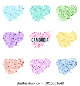 Vector dotted colourful map of Cambodia.
