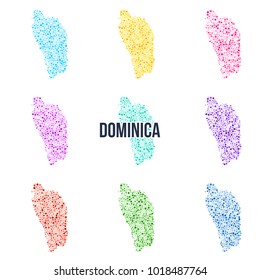 Vector dotted colourful map of Dominica.