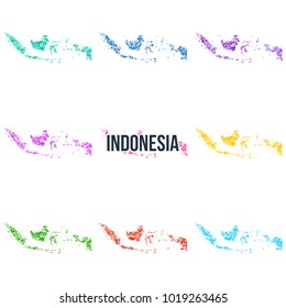 Vector dotted colourful map of Indonesia.