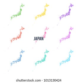 Vector dotted colourful map of Japan.