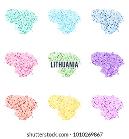 Vector dotted colourful map of Lithuania.